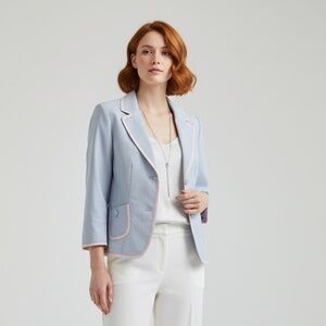 Isabel & Nina Light Blue Blazer with Pink Piping Women’s 8